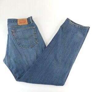 Levi's 505 Jeans Mens 36x33 Blue Straight Leg Med Wash Denim Work Stained READ